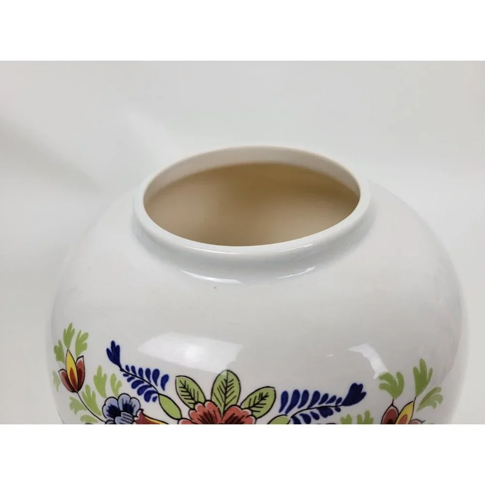 Vintage Royal Goedewaagen Delft Cleary Tobacco Jar Apothecary w Brass Lid  11.5
